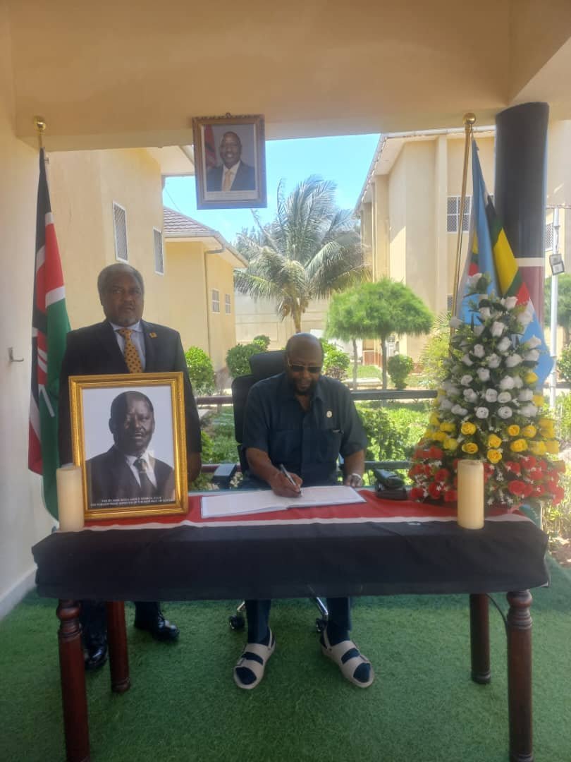 Uganda’s Ambassador to Somalia Signs Condolence Book in Honour of Late Former Kenyan Prime Minister Raila A. Odinga