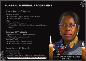Mourning Programme For Late Ugandan Diplomat Amb. Santa Laker Kinyera Announced