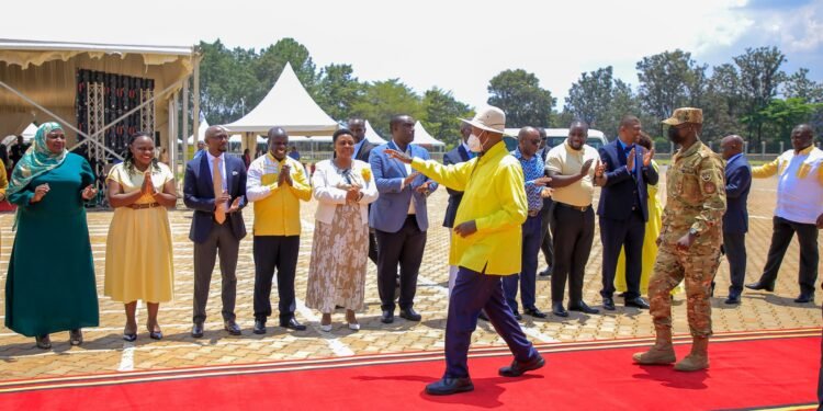 Museveni Arrives At Kololo For NRM Parliamentary Caucus